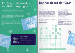 Grafikdesign Magazin design Doppelseite des heimatwerkstatt atsch magazins equallyathomeeverwhere